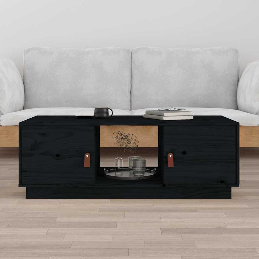 vidaXL Coffee Table Black 100x50x35 cm Solid Wood Pine 1
