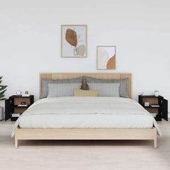 vidaXL Bedside Cabinets 2 pcs Black 40x34x45 cm Solid Wood Pine 3