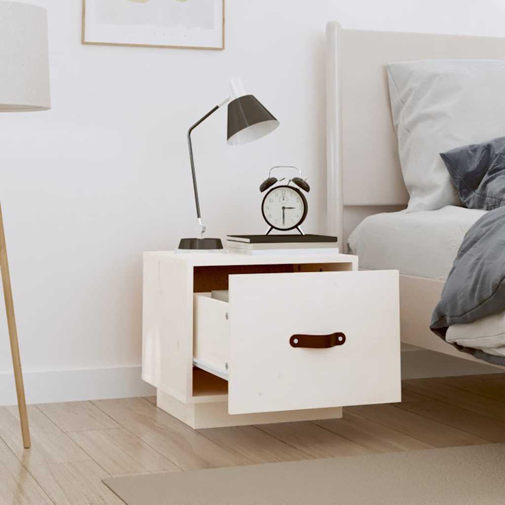 vidaXL Bedside Cabinet | Set of 2 | White | Solid pinewood | Small 3