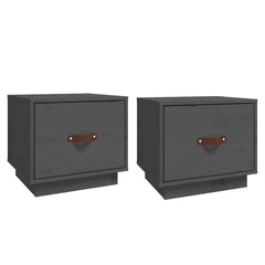 vidaXL Bedside Cabinet | Set of 2 | Grey | Solid pinewood | Small 2