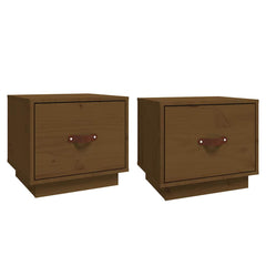 vidaXL Bedside Cabinet |  Set of 2 | Honey brown | Solid pinewood, faux leather 2