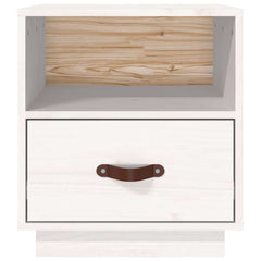 vidaXL Bedside Cabinet | White | Solid pine wood, faux leather (handle) 6