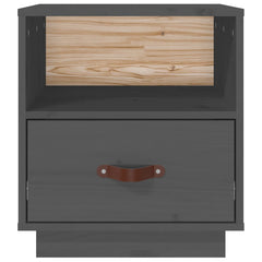vidaXL Bedside Cabinet | Grey | Solid pinewood, faux leather (100% polyurethane) 6