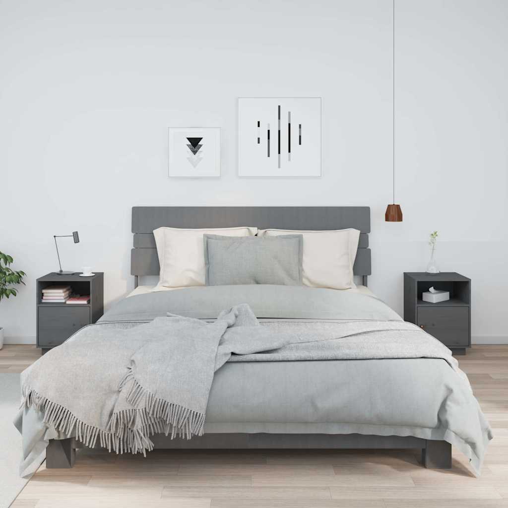 vidaXL Bedside Cabinets 2 pcs Grey 40x34x55 cm Solid Wood Pine 1