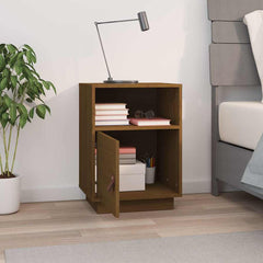 vidaXL Bedside Cabinet Honey Brown 40x34x55 cm Solid Wood Pine 3