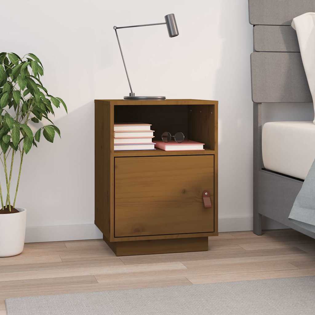 vidaXL Bedside Cabinet Honey Brown 40x34x55 cm Solid Wood Pine 1