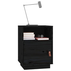 vidaXL Bedside Cabinet Black 40x34x55 cm Solid Wood Pine 4