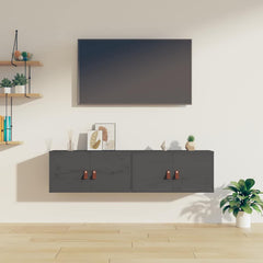 vidaXL Wall Cabinets 2 pcs Grey 60x30x30 cm Solid Wood Pine 1