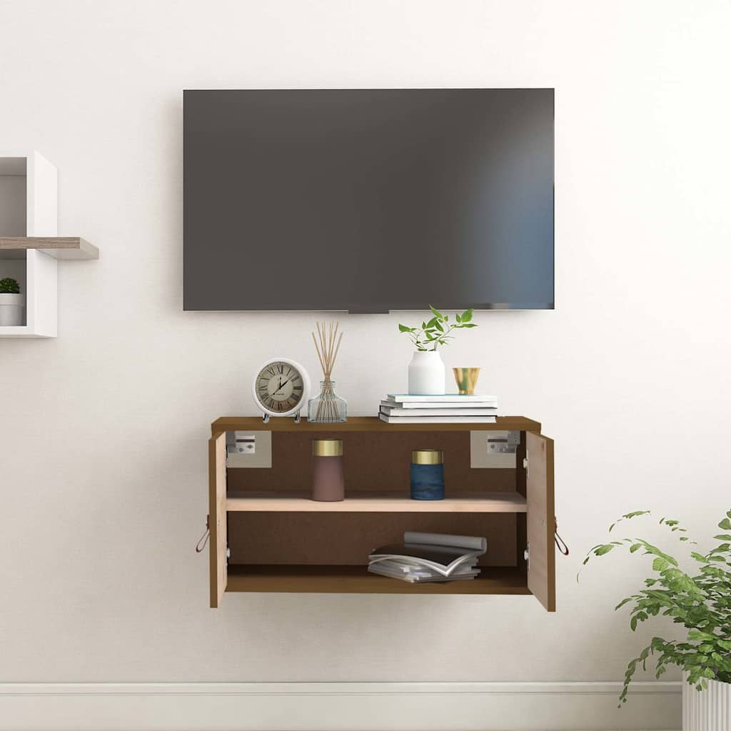 vidaXL Wall Cabinet Honey Brown 60x30x30 cm Solid Wood Pine 3