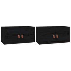 vidaXL Wall Cabinets 2 pcs Black 60x30x30 cm Solid Wood Pine 2