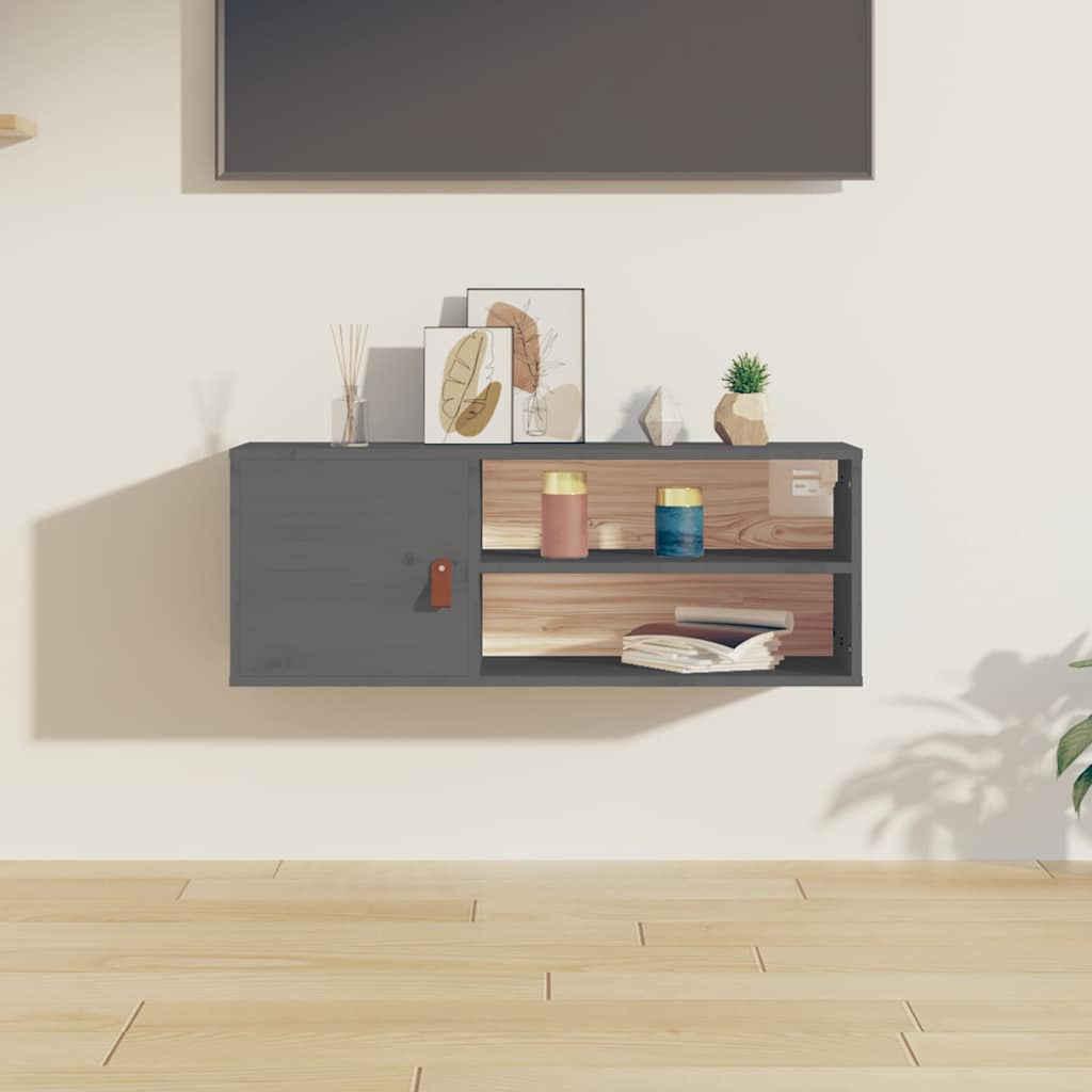 Wall Cabinet 80x30x30 cm Solid Wood Pine Grey 1