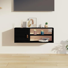 Wall Cabinet 80x30x30 cm Solid Wood Pine Black 1