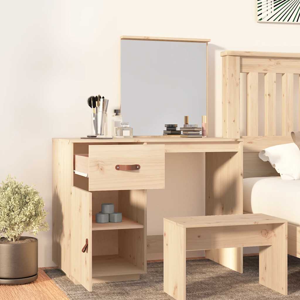 vidaXL Cosmetic Desk 95x50x134 cm Solid Wood Pine 3