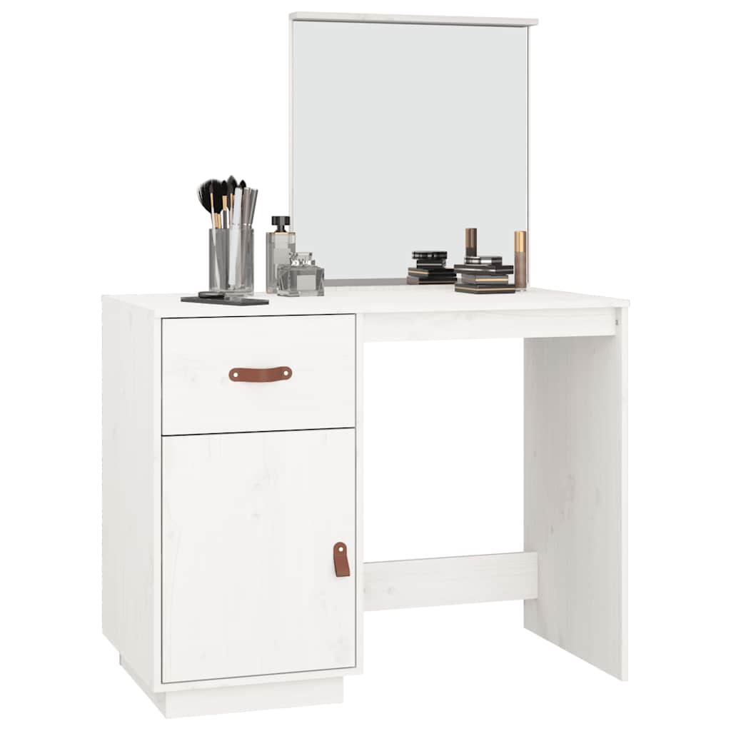 vidaXL Dressing Table White 95x50x134 cm Solid Wood Pine 4