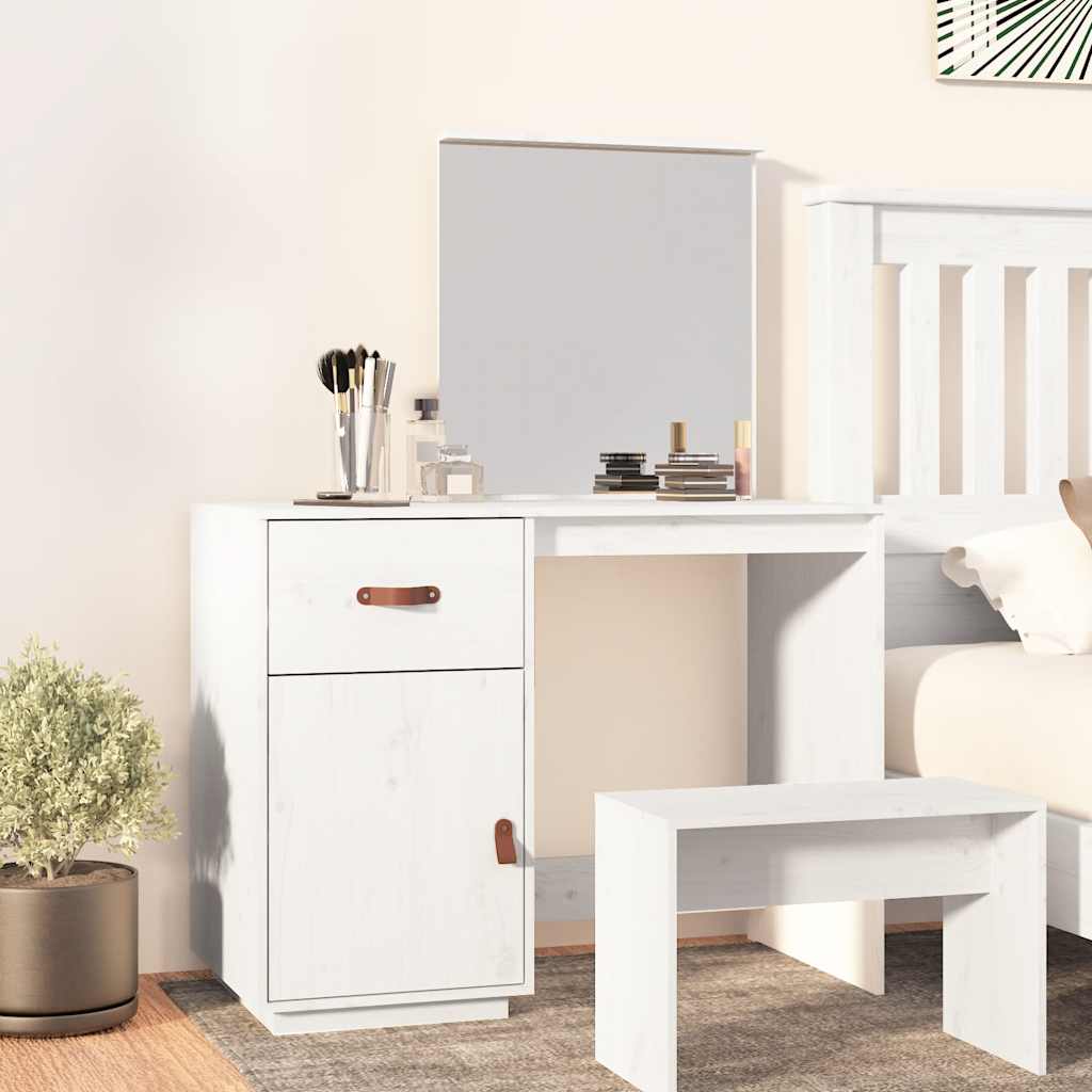 vidaXL Dressing Table White 95x50x134 cm Solid Wood Pine 1