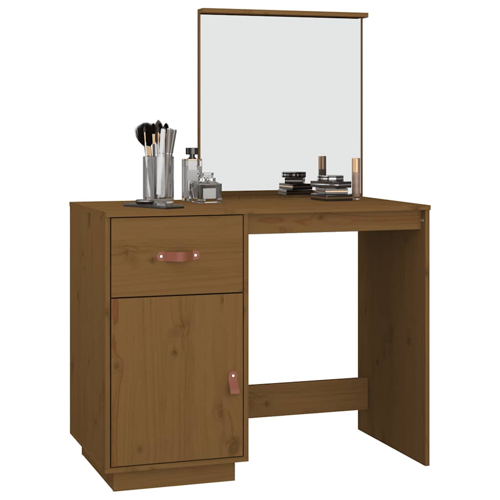 vidaXL Dressing Table Honey Brown 95x50x134 cm Solid Wood Pine 4