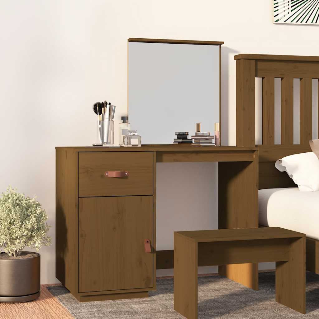 vidaXL Dressing Table Honey Brown 95x50x134 cm Solid Wood Pine 1