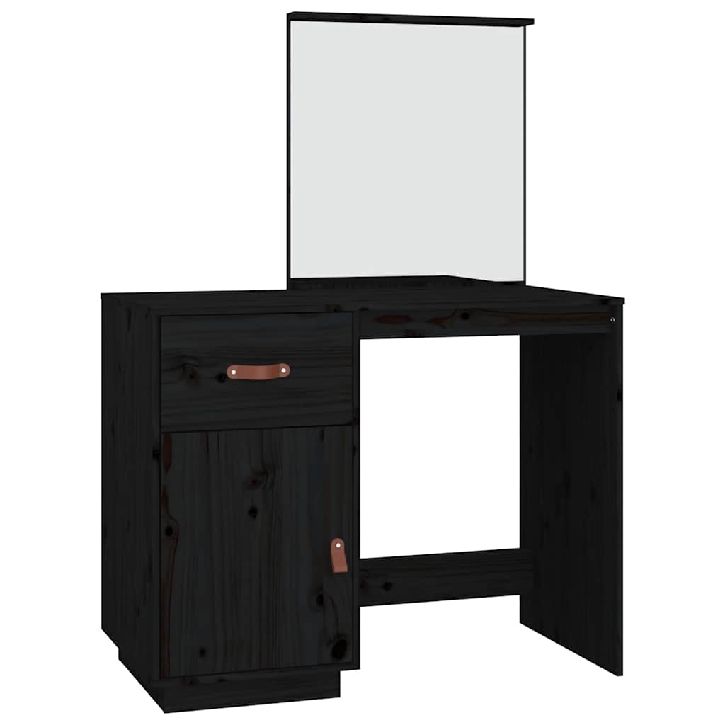vidaXL Dressing Table Black 95x50x134 cm Solid Wood Pine 2