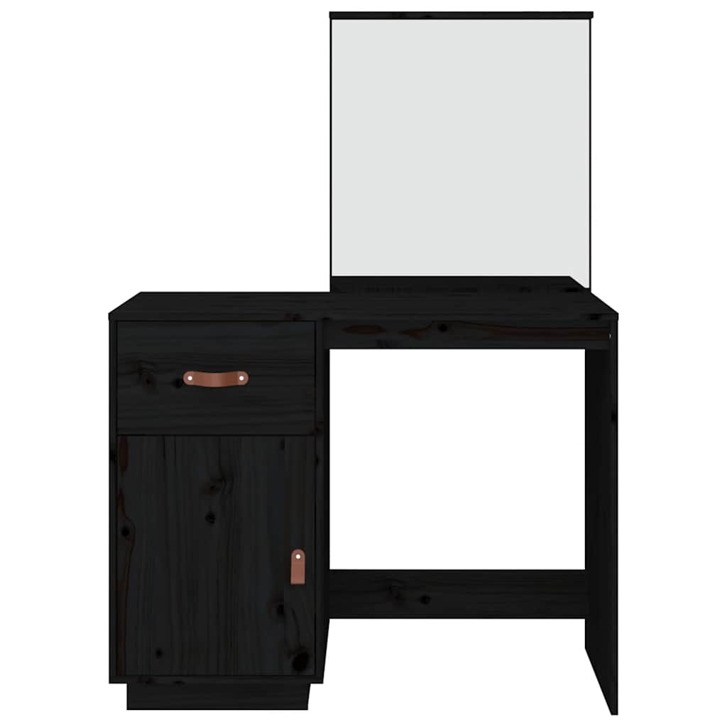 vidaXL Dressing Table Black 95x50x134 cm Solid Wood Pine 6