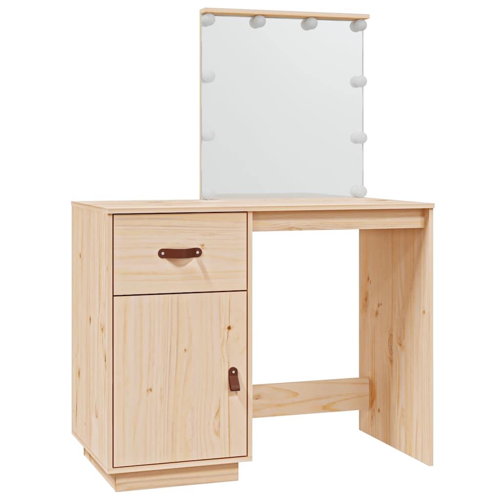 vidaXL Dressing Table with LED 95x50x133.5 cm Solid Wood Pine 2