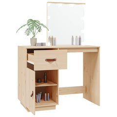 vidaXL Dressing Table with LED 95x50x133.5 cm Solid Wood Pine 5