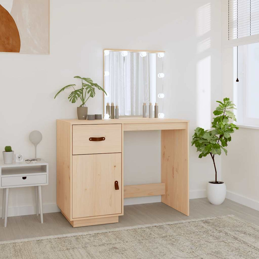 vidaXL Dressing Table with LED 95x50x133.5 cm Solid Wood Pine 1