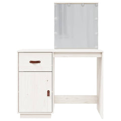 vidaXL Dressing Table with LED White 95x50x133.5 cm Solid Wood Pine 6