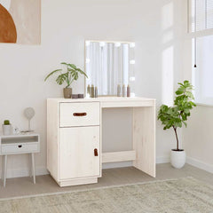 vidaXL Dressing Table with LED White 95x50x133.5 cm Solid Wood Pine 1