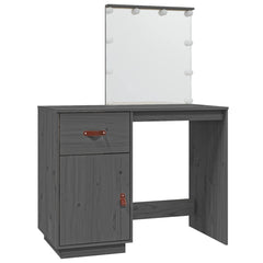 vidaXL Dressing Table with LED Grey 95x50x133.5 cm Solid Wood Pine 2