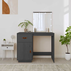vidaXL Dressing Table with LED Grey 95x50x133.5 cm Solid Wood Pine 4