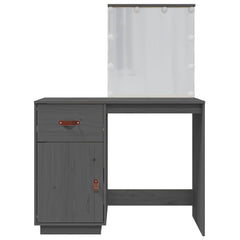 vidaXL Dressing Table with LED Grey 95x50x133.5 cm Solid Wood Pine 6