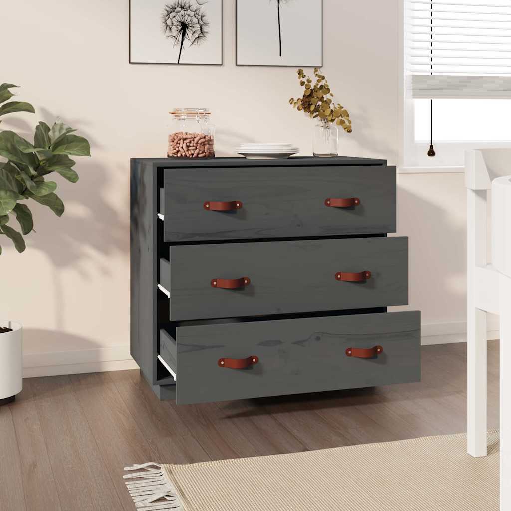 Sideboard 80x40x75 cm Solid Wood Pine Grey
