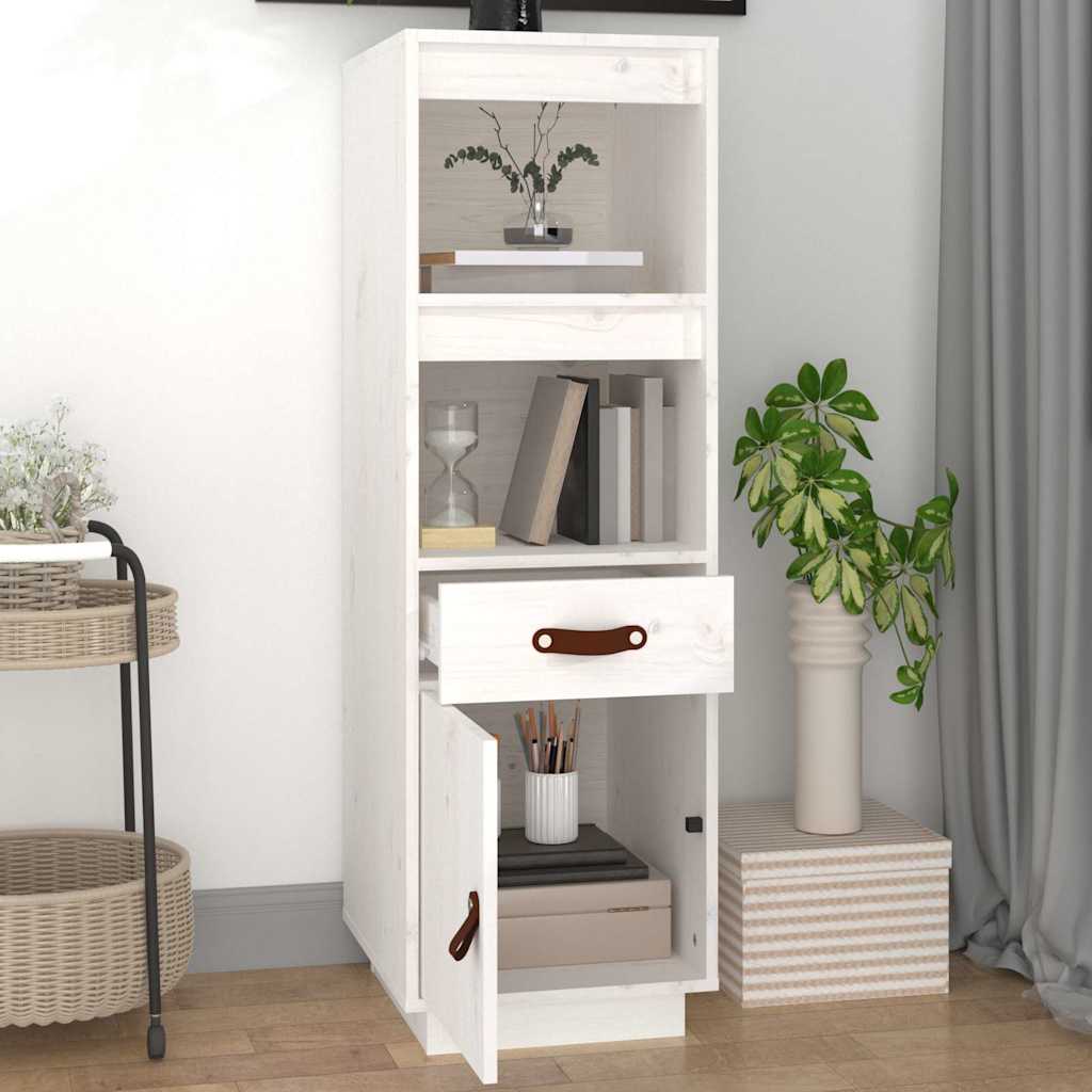 vidaXL Highboard White 34x40x108,5 cm Solid Wood Pine 3