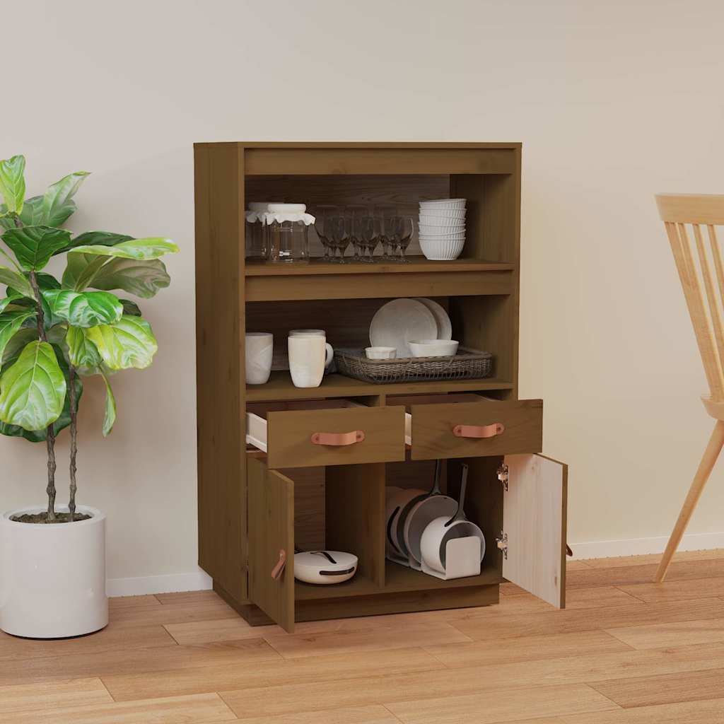 vidaXL Highboard Honey Brown 67x40x108.5 cm Solid Wood Pine 3