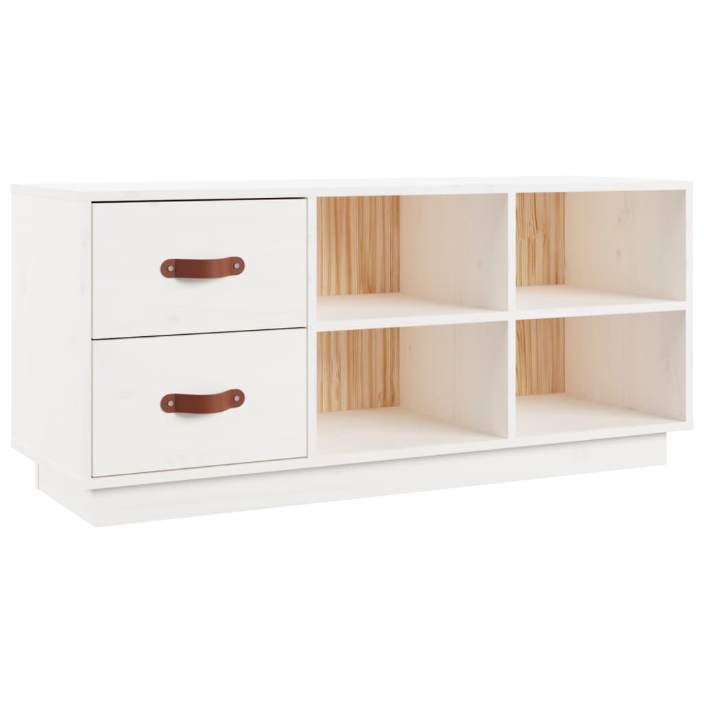 vidaXL Shoe Bench White 100x34x45 cm Solid Wood Pine 2