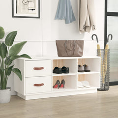 vidaXL Shoe Bench White 100x34x45 cm Solid Wood Pine 3
