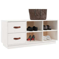 vidaXL Shoe Bench White 100x34x45 cm Solid Wood Pine 4