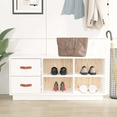 vidaXL Shoe Bench White 100x34x45 cm Solid Wood Pine 1