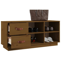 vidaXL Shoe Bench | Honey brown | Solid pine wood | 100 cm x 34 cm x 45 cm 5