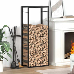 vidaXL Firewood Rack Matt Black 50x28x132 cm Steel 1