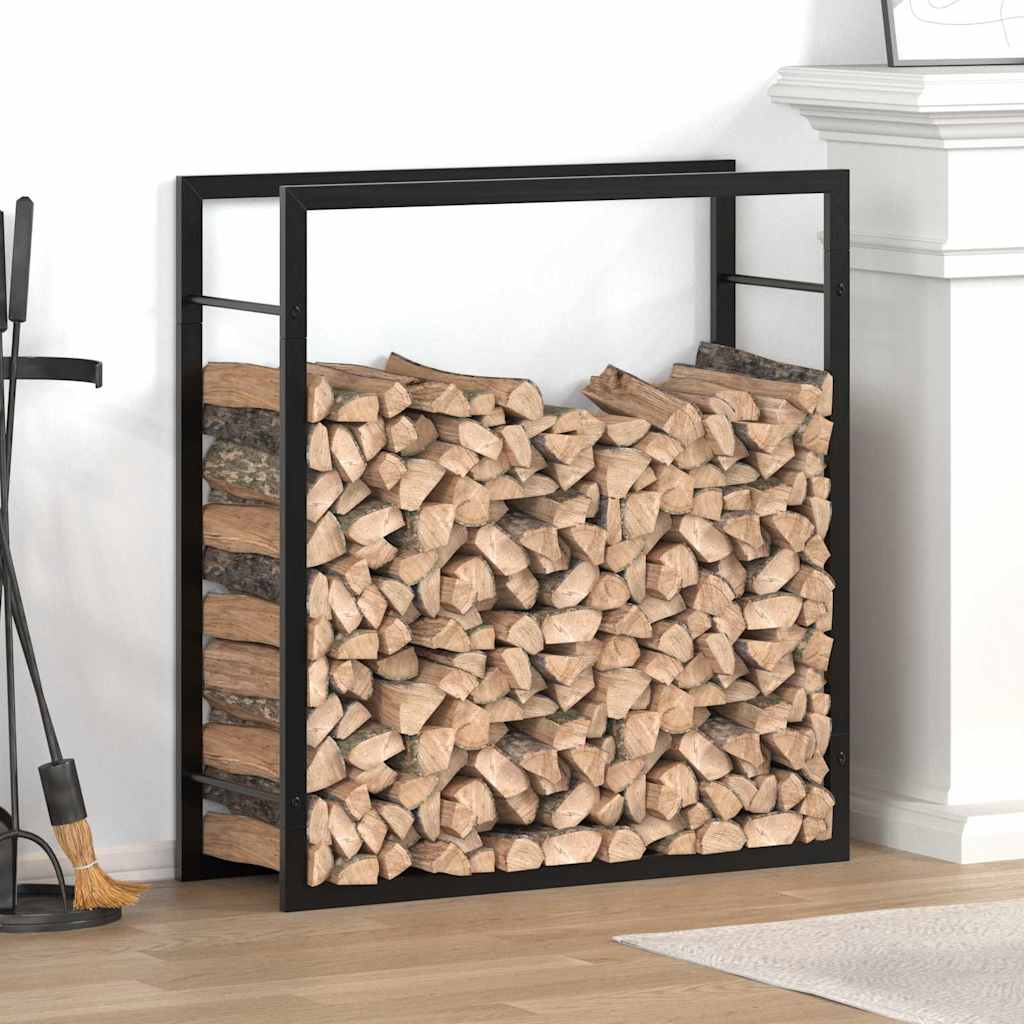 vidaXL Firewood Rack Matt Black 80x28x86 cm Steel 1