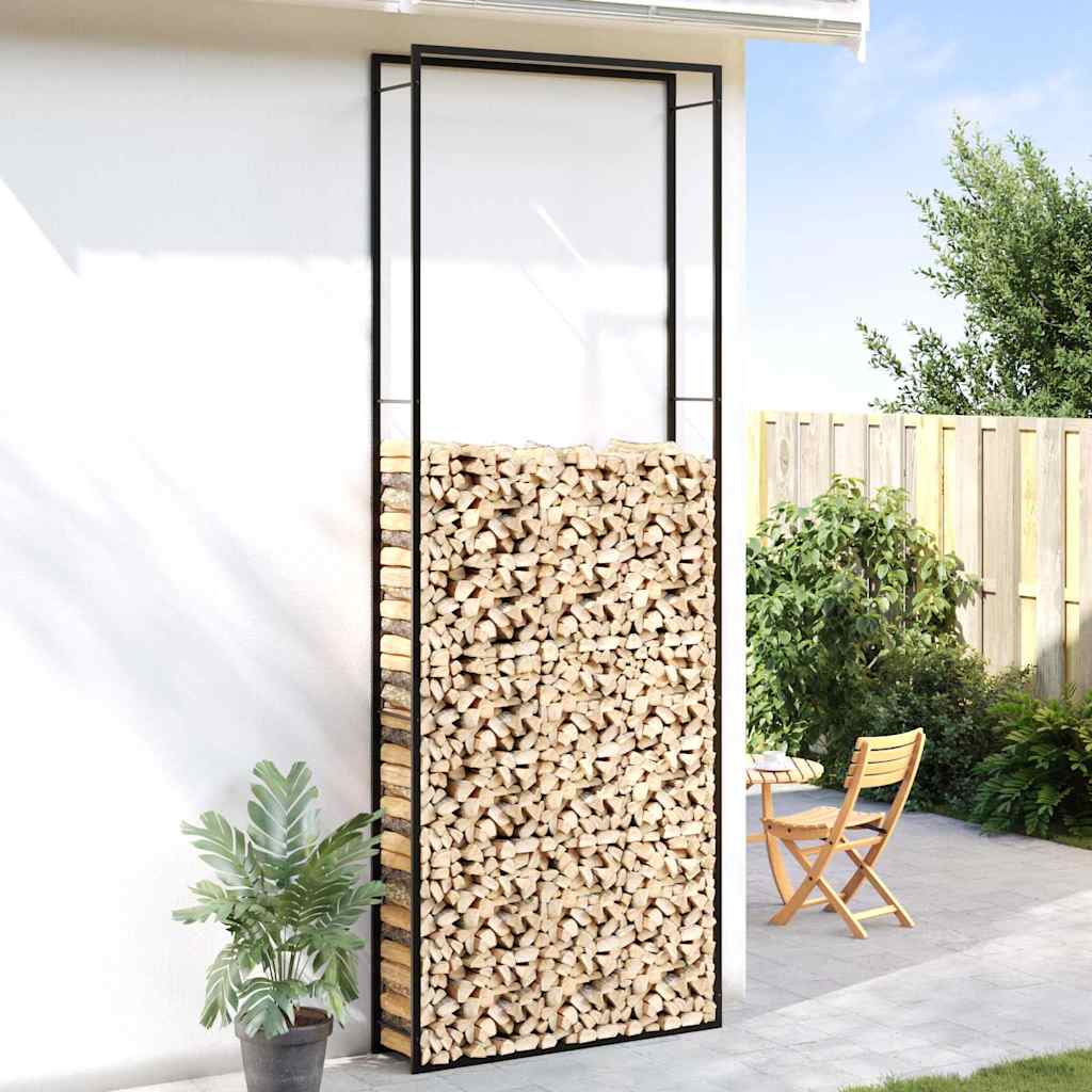 vidaXL Firewood Rack Matt Black 110x28x312 cm Steel 3
