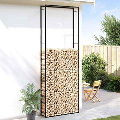 vidaXL Firewood Rack Matt Black 110x28x312 cm Steel 3