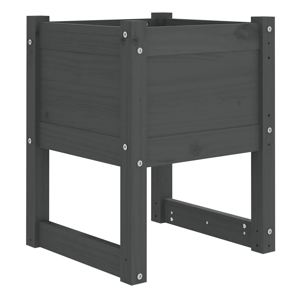 vidaXL Planters 2 pcs Grey 40x40x52.5 cm Solid Wood Pine 4