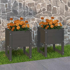 vidaXL Planters 2 pcs Grey 40x40x52.5 cm Solid Wood Pine 1