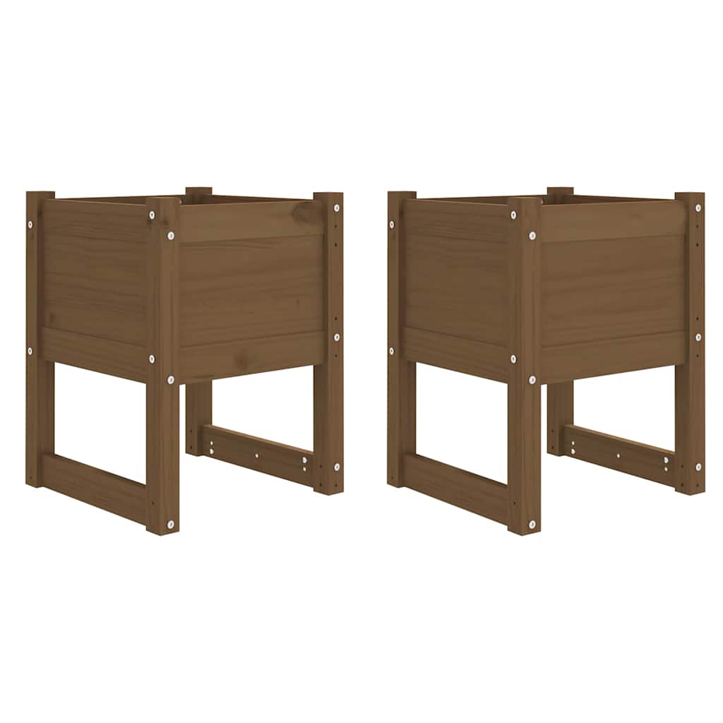 vidaXL Planters 2 pcs Honey Brown 40x40x52.5 cm Solid Wood Pine 2