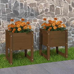 vidaXL Planters 2 pcs Honey Brown 40x40x52.5 cm Solid Wood Pine 1