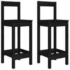 vidaXL Bar Chairs 2 pcs Black 40x41,5x112 cm Solid Wood Pine 2
