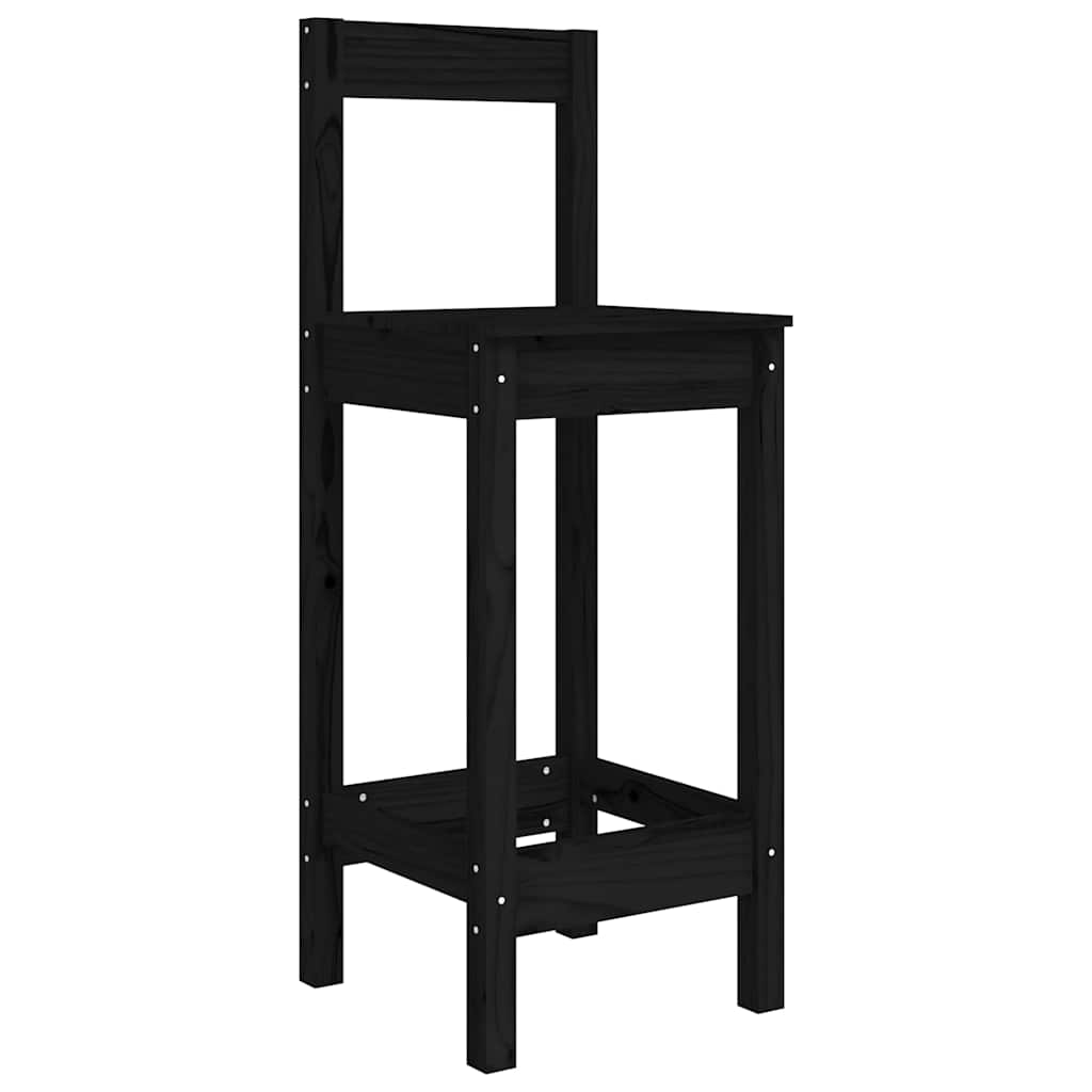 vidaXL Bar Chairs 2 pcs Black 40x41,5x112 cm Solid Wood Pine 4