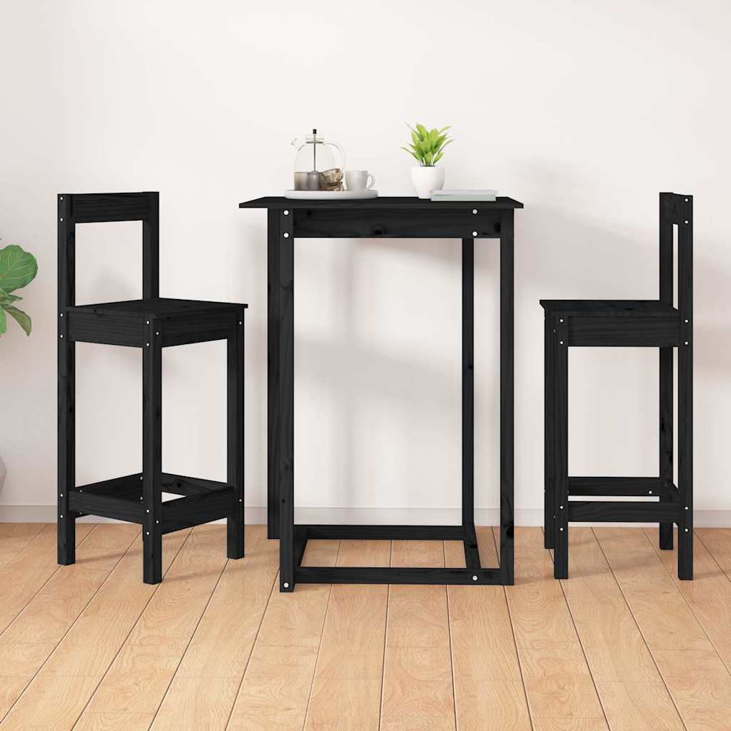 vidaXL Bar Chairs 2 pcs Black 40x41,5x112 cm Solid Wood Pine 1
